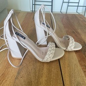 Like new strap lace up heels!!!! 🤍💖